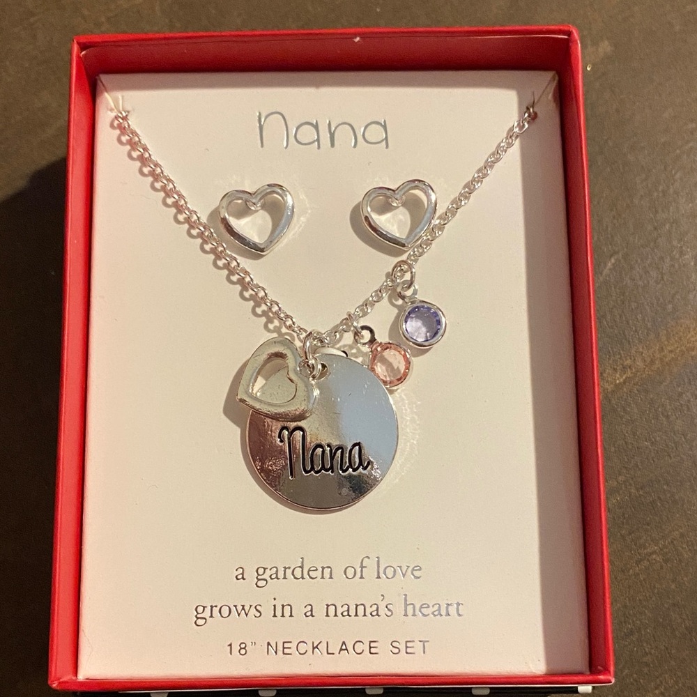 Silver Heart Necklace and Earring Set
